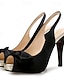 billige pumps og hæler-Satin Slingback Peep Toe Heels