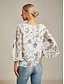 economico bluse-Layered Floral Bell Sleeves Crepe Blouse