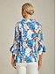 cheap Blouses-Roman Chiffon Splice Floral Blouse