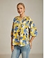 cheap Blouses-Floral Self Tie Sleeve Top