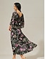 baratos Vestidos Tamanhos Grandes-Vine Floral Maxi Dress with Twist Knot