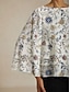 economico bluse-Layered Floral Bell Sleeves Crepe Blouse