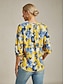 cheap Blouses-Floral Self Tie Sleeve Top