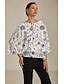 economico bluse-Layered Floral Bell Sleeves Crepe Blouse