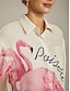 cheap Blouses-Flamingo Print Loose Shirt