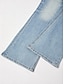abordables jeans-Cotton Stretch Flared Jeans High Waist Frayed Hem Stylish Comfortable Denim Pants