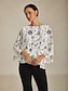 economico bluse-Layered Floral Bell Sleeves Crepe Blouse