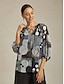 cheap Blouses-Abstract Polka Dot Chiffon Pullover Top