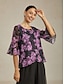 baratos blusas-Casual Chiffon Round Neck Top