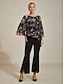 baratos blusas-Layered Floral Bell Sleeve Top