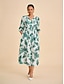 cheap Maxi Dresses-Printed Linen Effect Maxi Dress