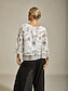 economico bluse-Layered Floral Bell Sleeves Crepe Blouse