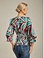 cheap Blouses-Abstract Print Satin Cinched Top
