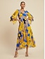 cheap Maxi Dresses-Abstract Floral Chiffon Flowing Dress
