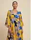 cheap Maxi Dresses-Abstract Floral Chiffon Flowing Dress