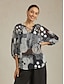 cheap Blouses-Abstract Polka Dot Chiffon Pullover Top