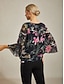 baratos blusas-Layered Floral Bell Sleeve Top