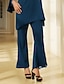 economico set di due pezzi-Stylish Chiffon Modal Matching Set Blouse Bell Bottom Pants