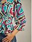 cheap Blouses-Abstract Print Satin Cinched Top
