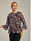 baratos blusas-Paisley Sheer Layered Blouse