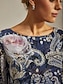 cheap Blouses-Botanical Paisley Print Layered Chiffon Blouse