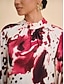 cheap Blouses-Abstract Print Gathered Pullover Top