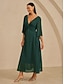 baratos Vestidos Tamanhos Grandes-Chiffon Ruffle V Neck Twisted Maxi Dress