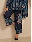 baratos calças e shorts-Ethnic Floral Elastic Wide Leg Pants