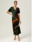 cheap Casual Dresses-Abstract Print Satin Maxi Dress
