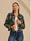 abordables vestes et manteaux-Denim Zipper Floral Jacket