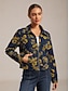 abordables vestes et manteaux-Denim Zipper Floral Jacket