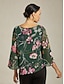 cheap Blouses-Floral Print Sheer Chiffon Layered Blouse