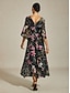 baratos Vestidos Tamanhos Grandes-Vine Floral Maxi Dress with Twist Knot