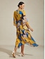 cheap Maxi Dresses-Abstract Floral Chiffon Flowing Dress