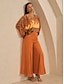 billige bukser og shorts-Satin Pleated Wide Leg Pants
