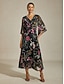 baratos Vestidos Tamanhos Grandes-Vine Floral Maxi Dress with Twist Knot