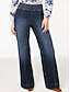 baratos calças e shorts-Slimming Stretch Denim Wide Leg Pants
