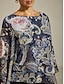 cheap Blouses-Botanical Paisley Print Layered Chiffon Blouse