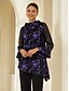 abordables blouses-Floral Print Stretch Chiffon Blouse