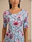 abordables Robes Midi-Stretch Knit Floral Print Midi Dress