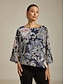 cheap Blouses-Botanical Paisley Print Layered Chiffon Blouse