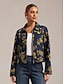 abordables vestes et manteaux-Denim Zipper Floral Jacket