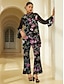 cheap Pants &amp; Shorts-Stretch Floral Print Chiffon Pants