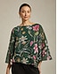 cheap Blouses-Floral Print Sheer Chiffon Layered Blouse