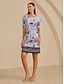 abordables Robes Midi-Stretch Knit Floral Print Midi Dress