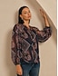 baratos blusas-Paisley Geometric Sheer Blouse