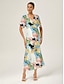cheap Maxi Dresses-Abstract Brush Satin Dolman Sleeve Maxi Dress