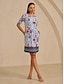 abordables Robes Midi-Stretch Knit Floral Print Midi Dress
