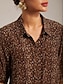 abordables blusas-Silk Blend Leopard Vacation Shirt