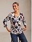 cheap Blouses-Brush Print Stretch Blouse